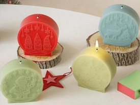 Molde silicona circulo labrado duende con copos de nieve 